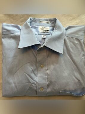 Eagles Shirtmakers Longsleeve Dress Shirt Solid Blue Men’s 17 1/2 32/33
